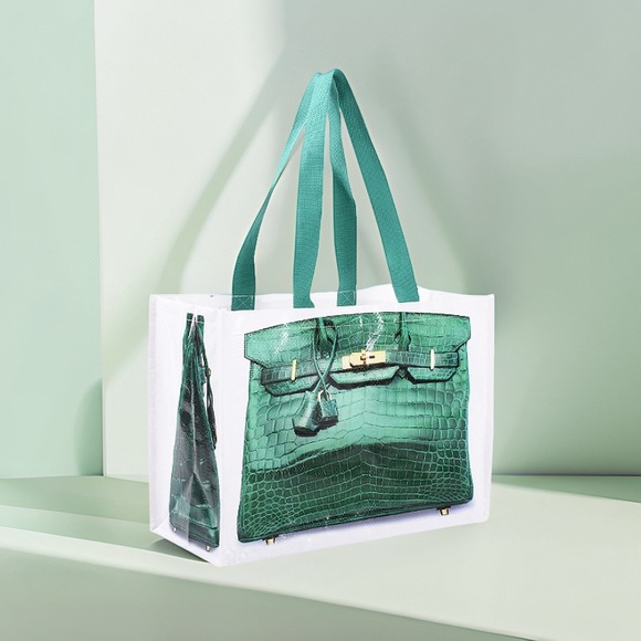 Croc "Print" Reusable Shopping Tote in Green - Picture 3 of 13